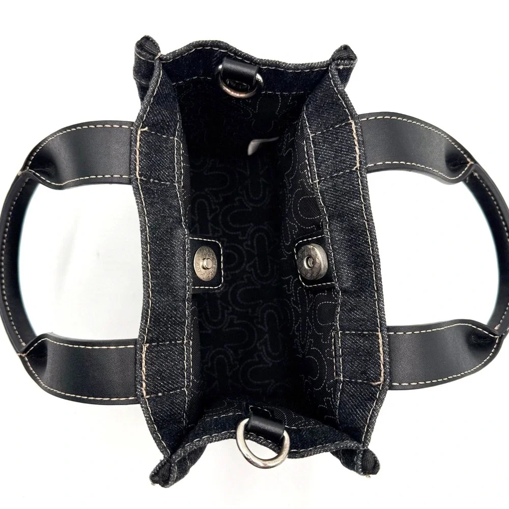 True Religion Black Denim Mini Tote Crossbody Bag Y2K Handbag Horseshoe Logo